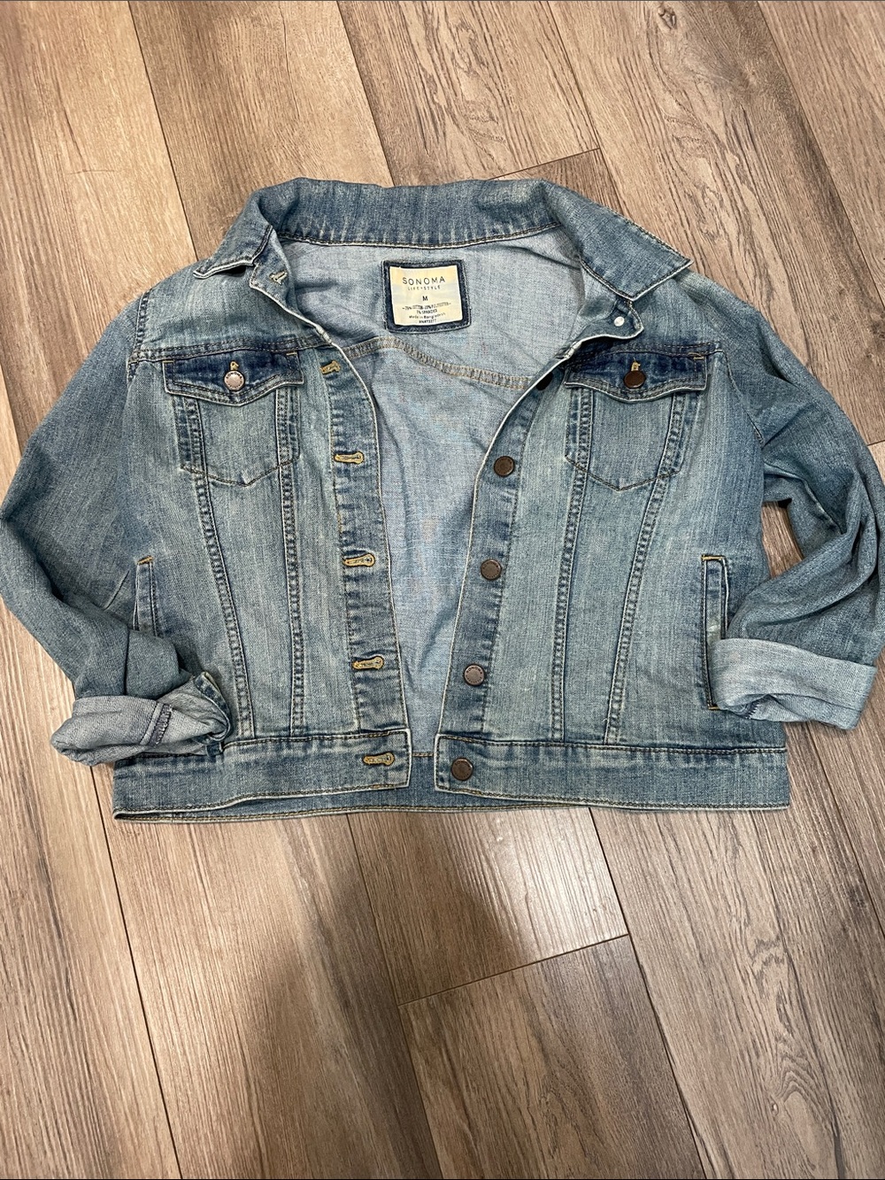 SONOMA womens Light Blue Denim Trucker Jacket